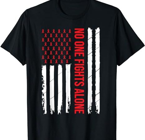 Hiv awareness red ribbon men women aids fight usa flag t-shirt