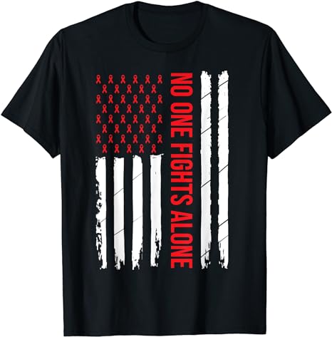 HIV Awareness Red Ribbon Men Women AIDS Fight USA Flag T-Shirt