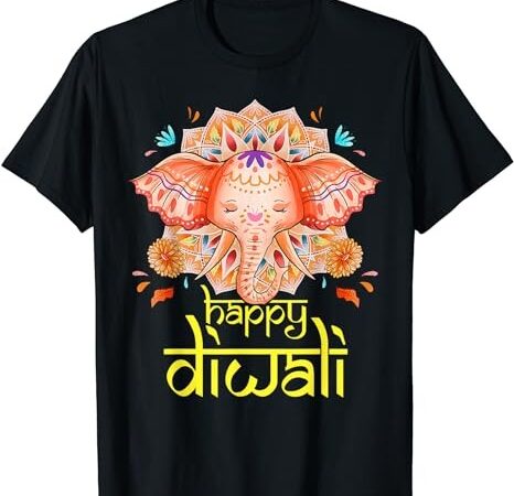 Happy diwali festival of light hindu indian elephant baby t-shirt