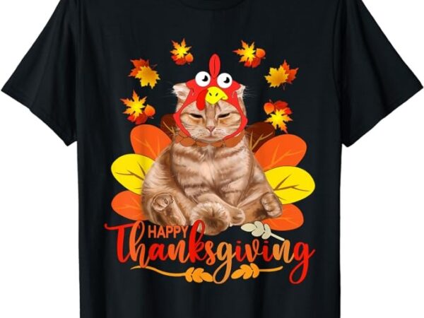 Happy thanksgiving tee cat turkey christmas day tee t-shirt