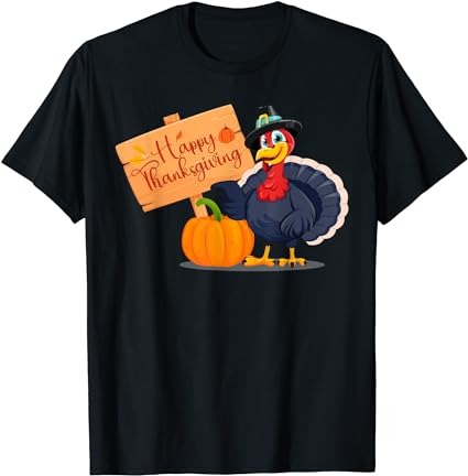 Happy groovy thanksgiving for boys girls kids pilgrim turkey t-shirt