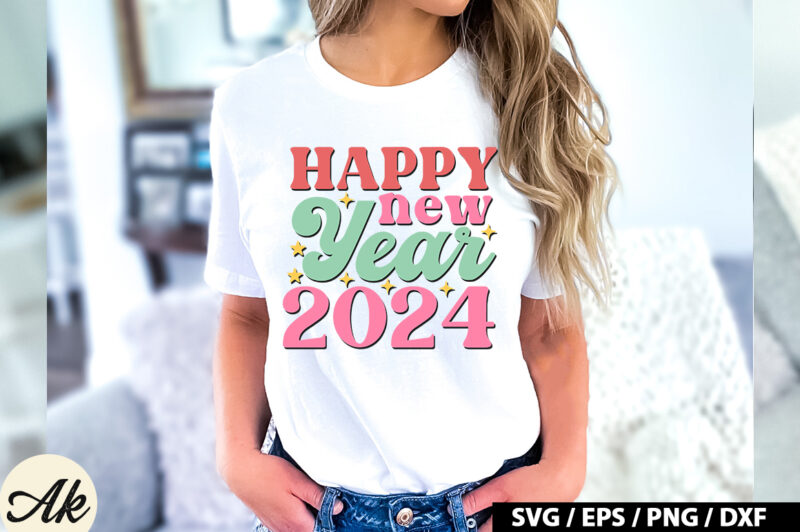 Happy new year 2024 Retro SVG