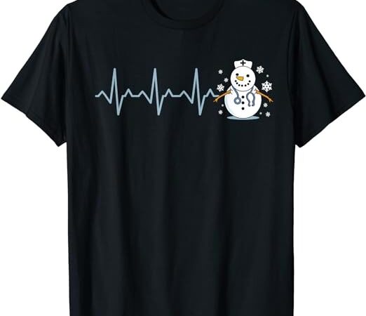 Heartbeat nurse snowman nurse christmas t-shirt