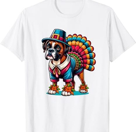 Humor thanksgiving turkey boxer dog t-shirt png file