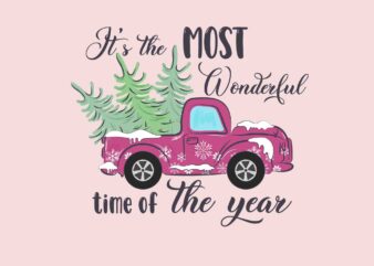 It’s The Most Wonderful Time Of The Year Svg, Pink Winter Svg, Pink Santa Svg, Pink Santa Claus Svg, Christmas Svg t shirt design for sale