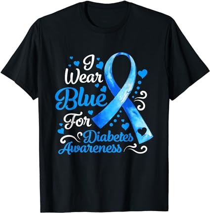 In november we wear blue ribbon diabetes awareness month t-shirt