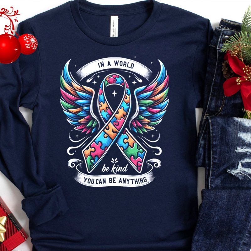 Autism Awareness Kindness Ribbon Heart, Autism T-shirt, Autism T-shirt, Autism Awareness Shirt, Autism Puzzle Shirt PNG File