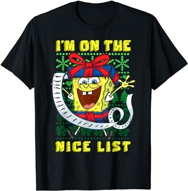 Mademark x spongebob squarepants – spongebob christmas i’m on the nice list of santa boys girls t-shirt