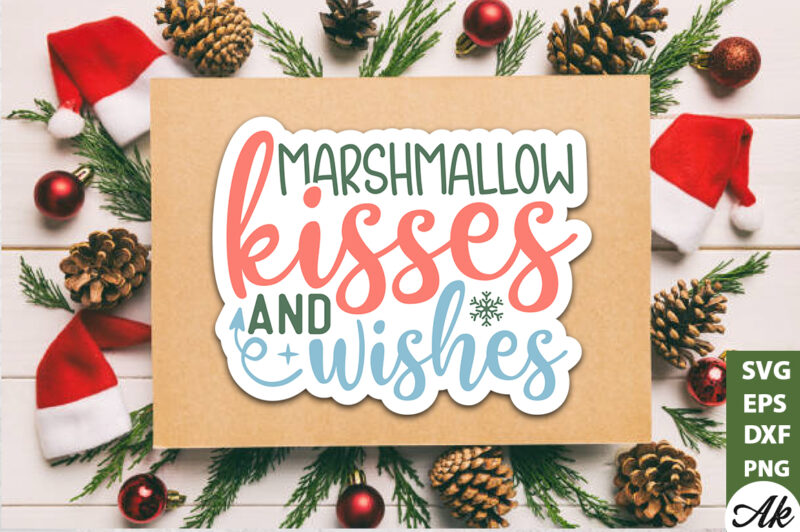 Marshmallow kisses and wishes Stickers Design