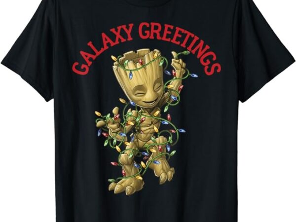 Marvel christmas groot galaxy greetings short sleeve t-shirt