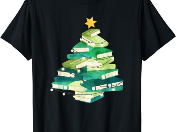 Merry bookmas books pine tree funny reading lover christmas t-shirt