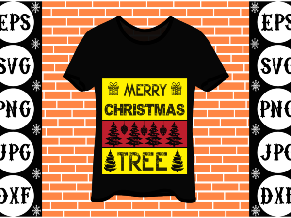 Merry christmas tree t shirt designs for sale