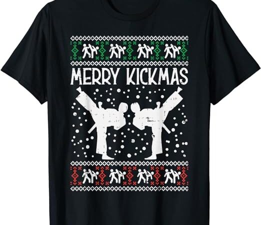 Merry kickmas ugly christmas karate jiu jitsu martial gift t-shirt