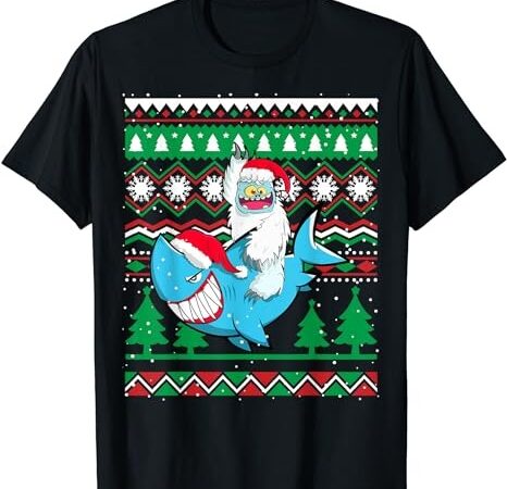 Merry sharkmas santa shark ugly christmas sweater boys xmas t-shirt