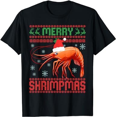 Merry shrimpmas funny shrimp ugly christmas sweater seafish t-shirt