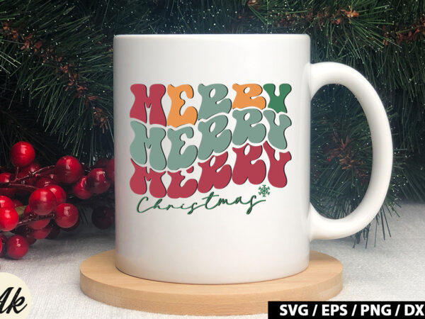 Merry christmas retro svg t shirt designs for sale