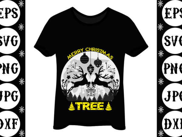 Merry christmas tree t shirt designs for sale