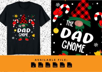The Dad Gnome Red Buffalo Plaid Pattern Christmas shirt print template Funny Santa’s Xmas stick hat vector art Merry Xmas typography design