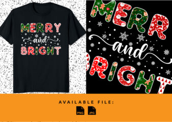 Merry and Bright Elementary Christmas shameless pattern Funny Xmas typography shirt print template Santa’s hat Christmas cookies tree
