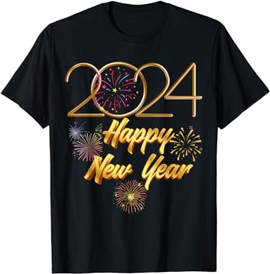 New years eve party supplies 2024 happy new year fireworks t-shirt 3