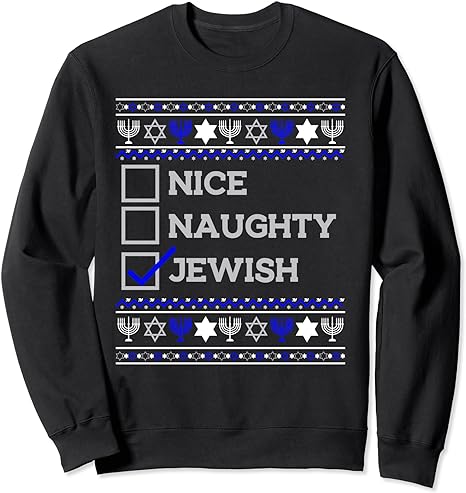 Nice Naughty Jewish Christmas Hanukkah Santa Claus List Gift Sweatshirt