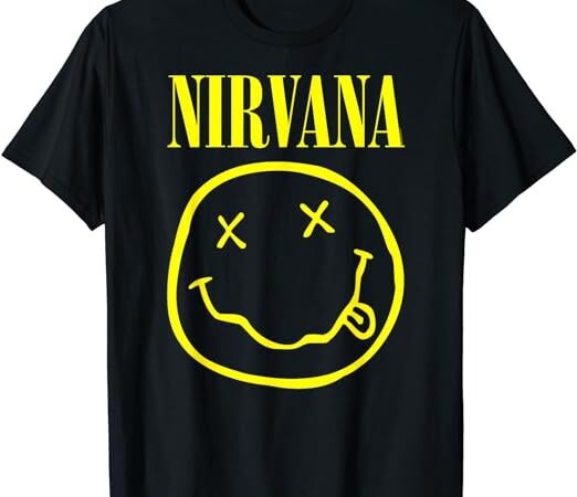 Nirvana yellow happy face rock music band t-shirt