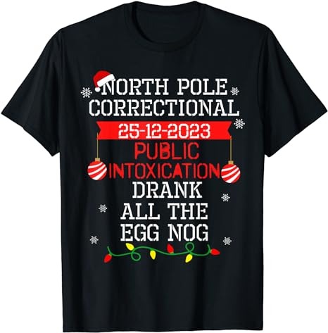 North Pole Correctional Public Intoxication Drank Egg Nog T-Shirt