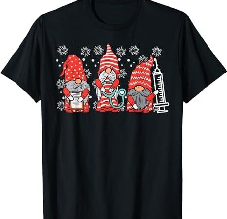 Nurse christmas gnomes cute xmas scrub top for nurses women t-shirt