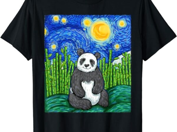 Panda lover, funny panda, panda starry night art, panda t-shirt