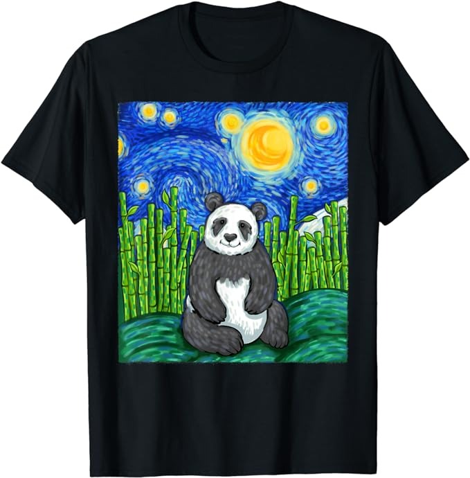 Panda Lover, Funny Panda, Panda Starry Night Art, Panda T-Shirt