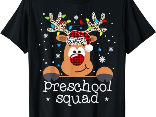 Preschool squad plaid reindeer santa hat teacher christmas t-shirt