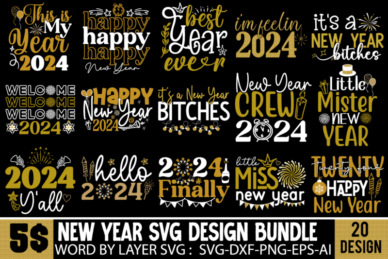 New Year SVG Bundle ,SVG Cut File ,New Year Sublimation, Happy New Year SVG Design,New Year Sublimation PNG