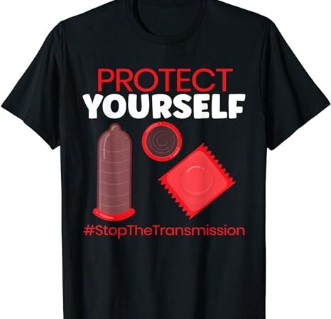 Protect yourself hiv aids awareness red ribbon disability t-shirt