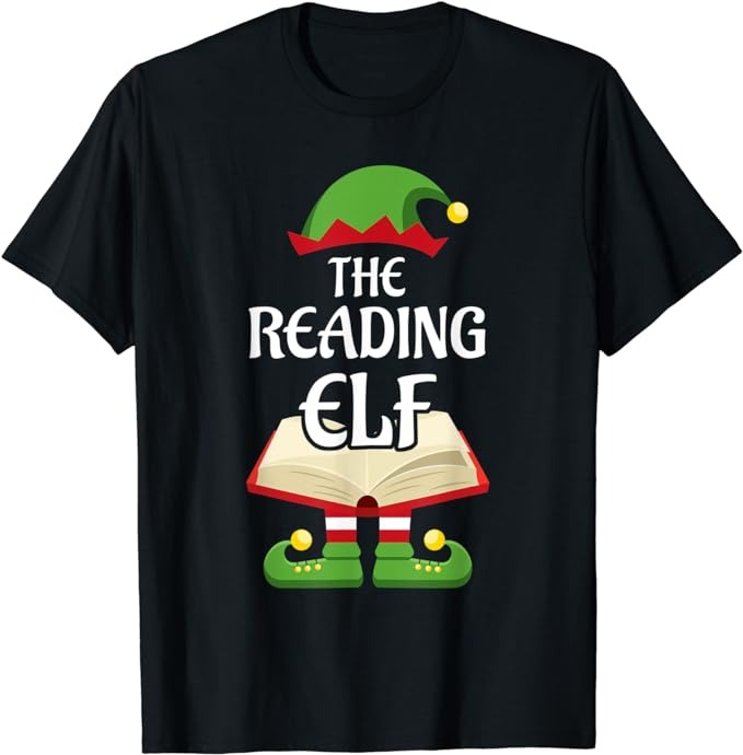 Reading Elf Family Matching Group Christmas Books T-Shirt