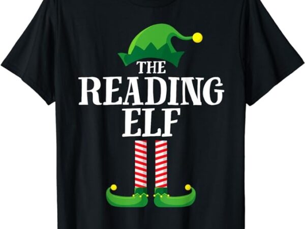 Reading elf matching family group christmas party t-shirt