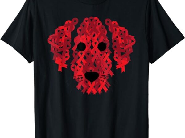 Red ribbon hiv aids brain aneurysm dog awareness gifts t-shirt