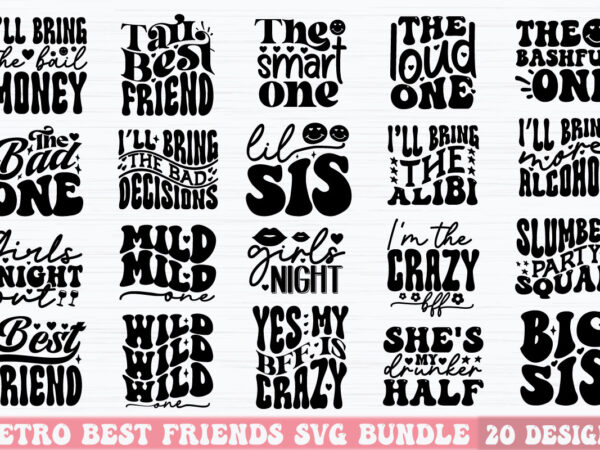 Retro best friends svg bundle t shirt design online