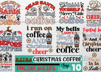 Retro Christmas Coffee t-shirt Bundle, Retro Christmas Coffee Svg Bundle