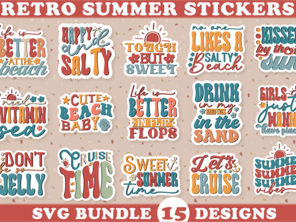 Retro summer stickers svg bundle t shirt design online