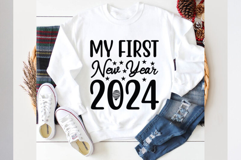 My first new year 2024 SVG design, My first new year 2024 SVG cut file, new year 2024,new year decorations 2024, new year decorations, new