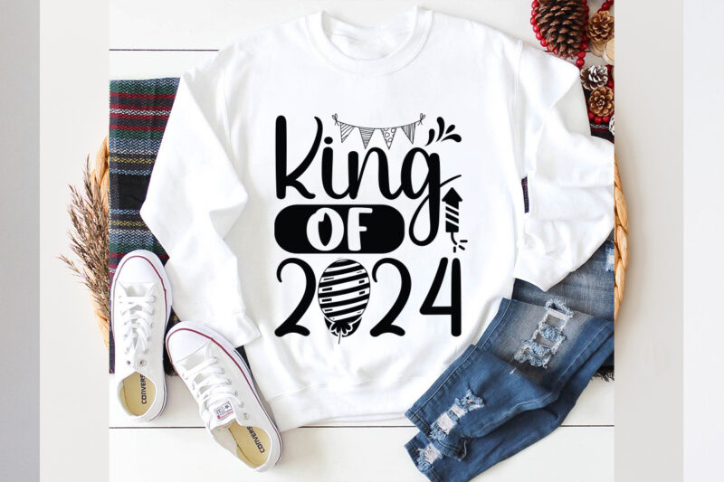 King of 2024 SVG design, King of 2024 SVG cut file, new year 2024,new year decorations 2024, new year decorations, new year hats 2024,new ye