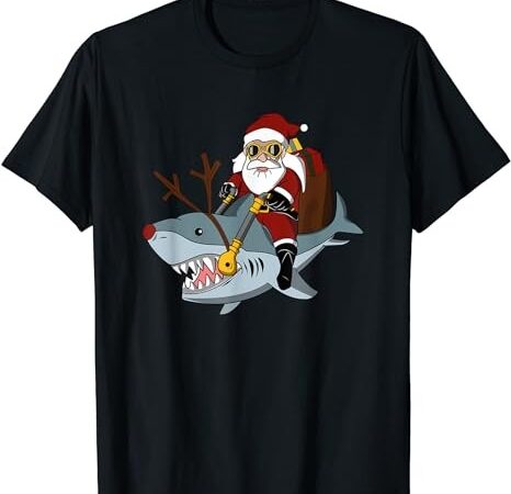 Santa big shark ugly christmas shirt funny pajama gift cute t-shirt