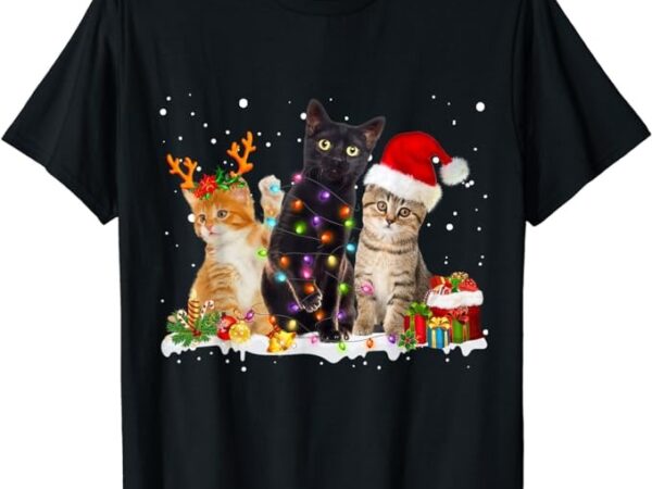 Santa cat light gorgeous reindeer pajama christmas cat lover t-shirt