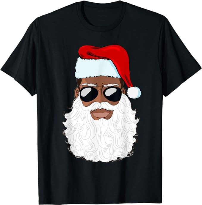 Santa Claus Black Xmas Santa Afro African American Proud T-Shirt