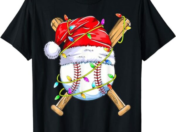 Santa sports design for men boys christmas baseball player t-shirt