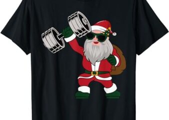 Santa Weightlifting Christmas Fitness Gym Deadlift Xmas T-Shirt