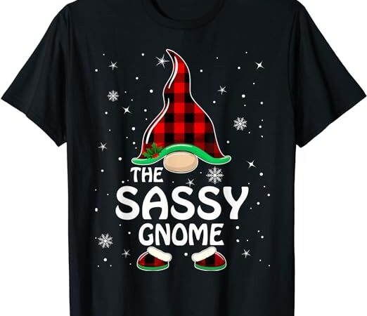 Sassy gnome buffalo plaid matching family christmas pajama t-shirt