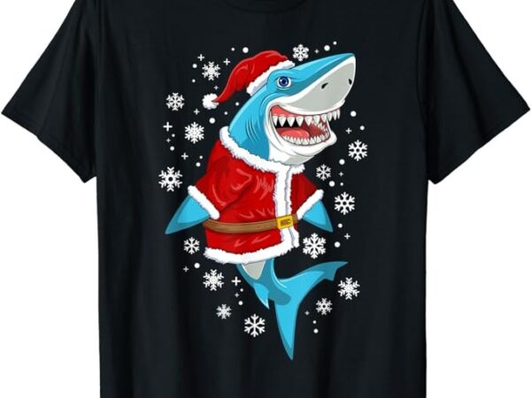 Shark christmas gift for boys kids santa sharkmas xmas t-shirt