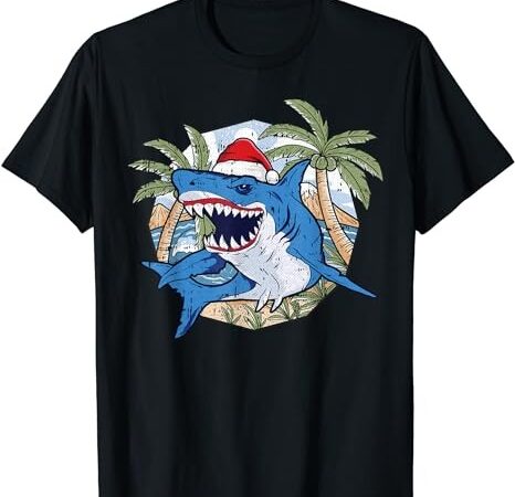 Shark christmas in july tropical beach summer vacation t-shirt