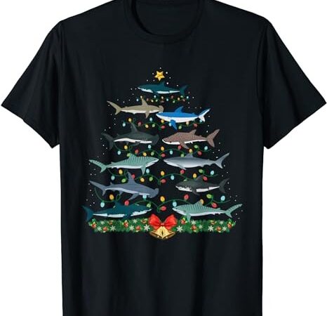 Shark christmas tree ornament, funny shark lovers xmas t-shirt